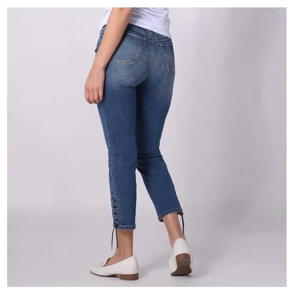 DG2 by Diane Gilman Laced Hem Skinny Jeans size 0 NWT - Picture 2 of 8